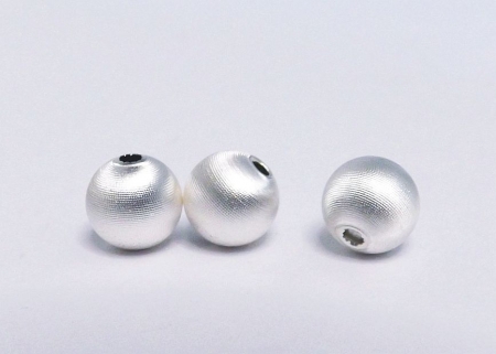 2 Stück Zwischenteil 6 mm Kugel satiniert matt Silber 925